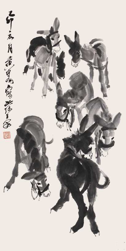 黄胄 群驴 立轴